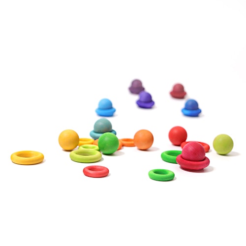 24 Bauringe Holzringe Regenbogen