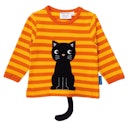 Vorschaubild Gestreiftes Langarmshirt Katzen-Applikation pink