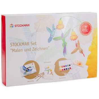 Buntstifte + Wasserfarbkasten + Zeichenblock im Geschenkeset