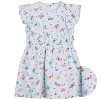 Sommer Kleid Rüschen Schmetterlinge hellblau