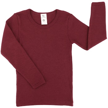 Wolle Seide Langarmshirt für Kinder, bordeaux