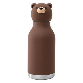 Bestie Bottle Edelstahltrinkflasche mit Trinkhalm Braunbär 460 ml