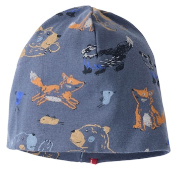 Weiche Beanie Waldtiere indigoblau