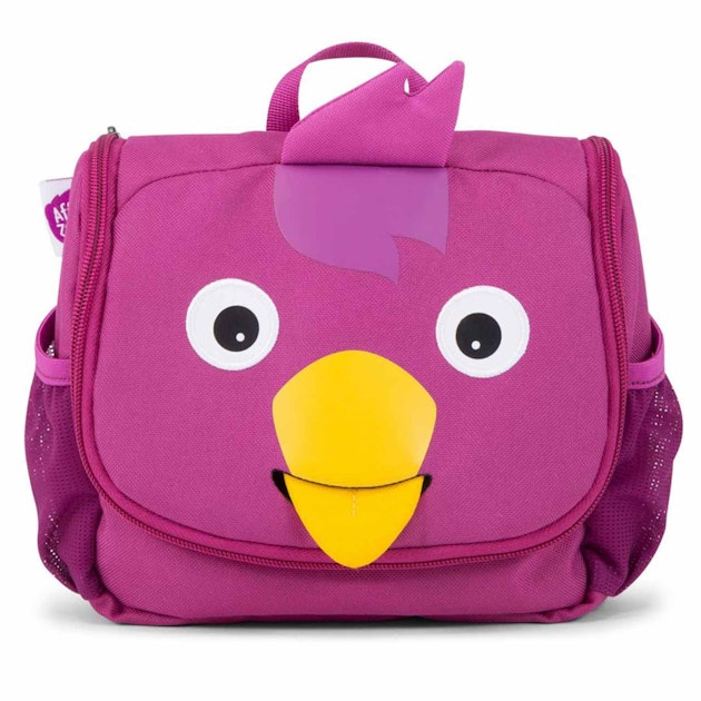 Kulturbeutel mit Ziehzunge Vogel pink 17 x 20 cm online kaufen