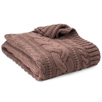 Edle Babydecke gestrickt braun Biobaumwolle 80 x 100 cm