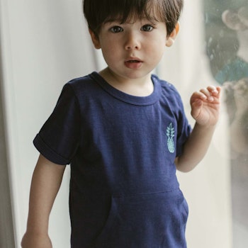Leichtes Shirt kurzarm Kängurutaschen navy
