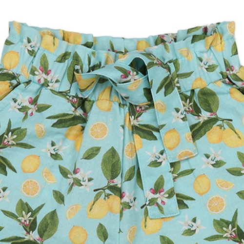 Musselin Shorts zum Binden Zitronen hellblau