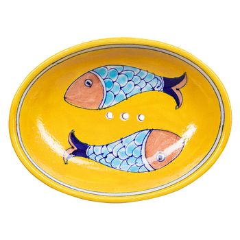 Ovale Seifenschale Keramik mit Fischmotiv