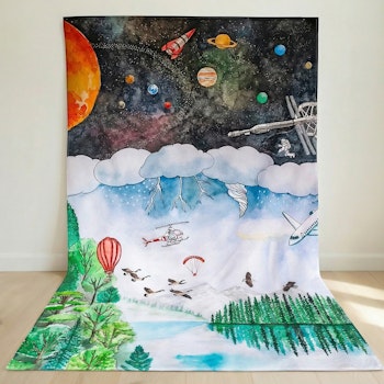 Spieltuch Bio-Baumwolle Erde & Weltall 150 x 100 cm