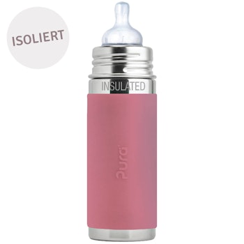 Isolierte Babyflasche Lochgrösse mittel altrosa