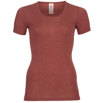 Damen Wolle Seide kurzarm Shirt kupfer-braun
