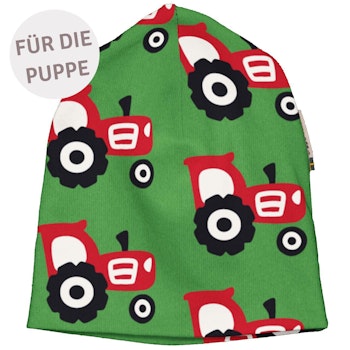Puppenkleidung Beanie Traktor grün