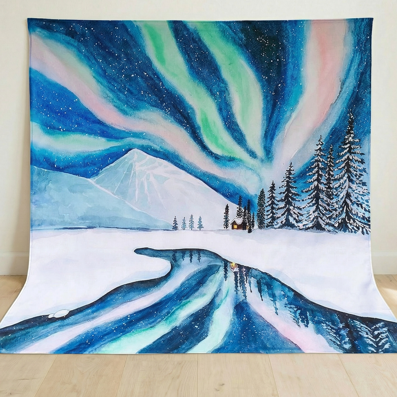 Spieltuch Bio-Baumwolle Polarlichter 100 x 100 cm