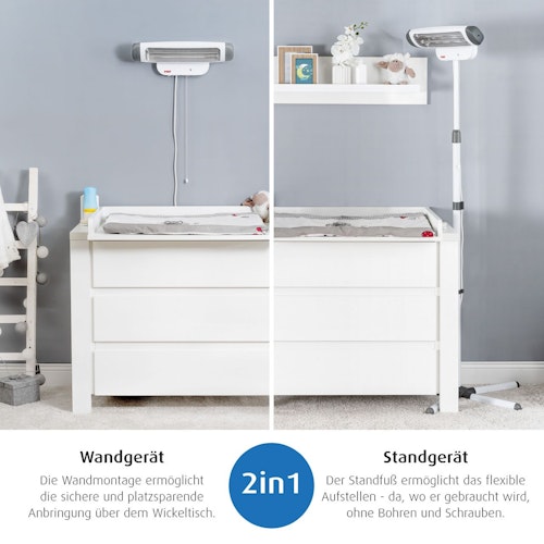 2in1 Wickeltisch - Heizstrahler - Stand- od. Wandmontage