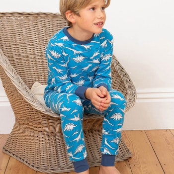 Bündchen Schlafanzug Dinos hellblau