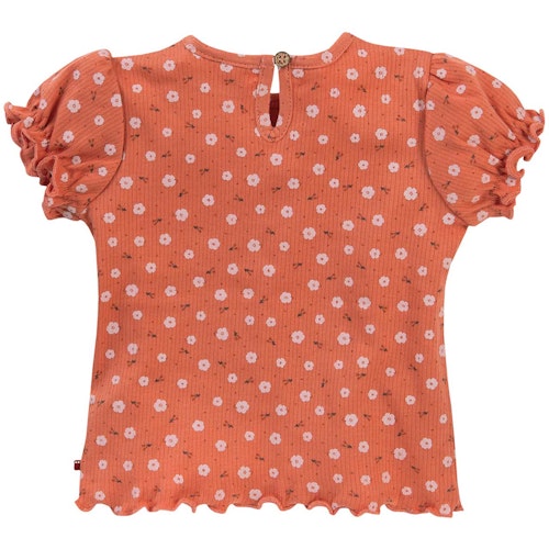 Verspieltes Ripp T-Shirt Blätter