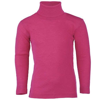 Wolle Seide Kinder Rollkragen Shirt langem himbeere