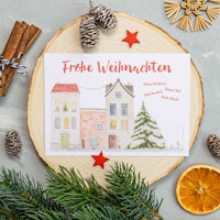 Nachhaltige Weihnachtskarte Festliche Stadt
