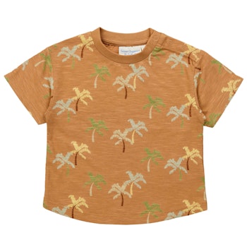 Shirt kurzarm Palmen braun