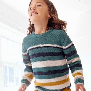 Lockerer Strick Pullover Blautöne