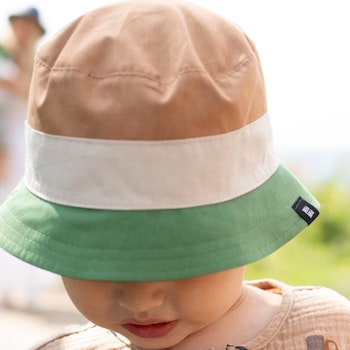 Kinder UV-Fischerhut braun-beige 100% Bio Baumwolle