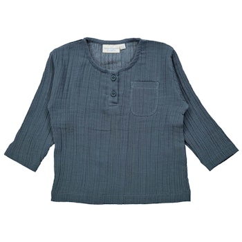 Leichtes Musselin Langarmshirt blaugrau