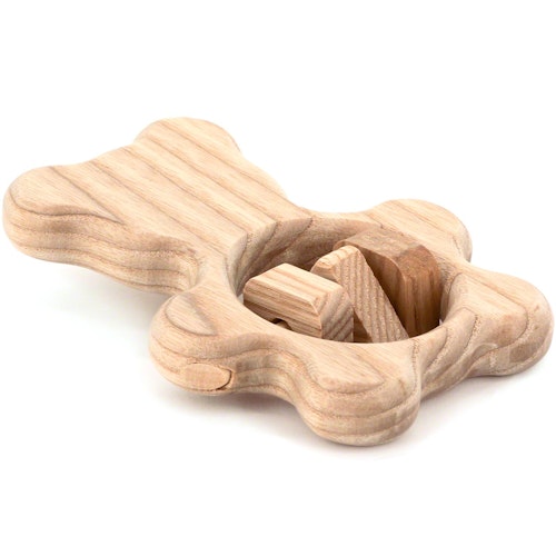 Babyrassel Bär aus Holz für Babys ab 0 M.