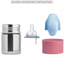 Vorschaubild Pura kiki Babyflasche Edelstahl langsamen Sauger - altrosa