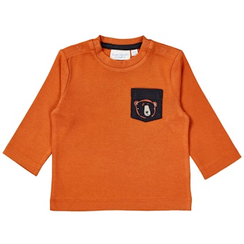 Shirt langarm Bären Brusttasche haselnuss-braun