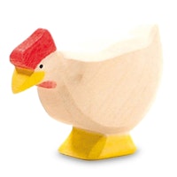 Huhn weiss Holzfigur 4 cm hoch