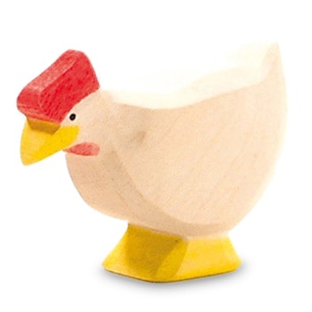 Huhn weiss Holzfigur 4 cm hoch