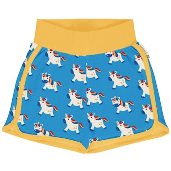 Kurze Shorts Einhörner blau