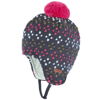 Warme Wintermütze Wolle Seide anthrazit pink