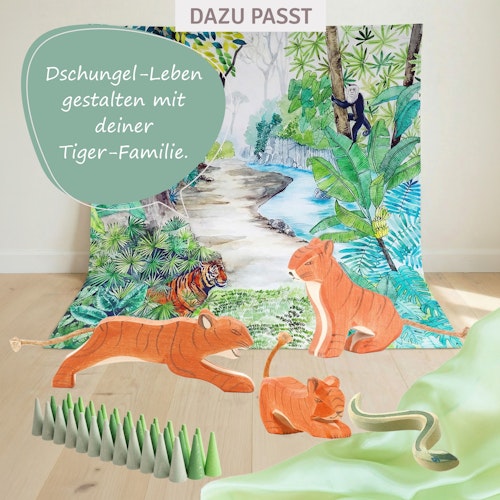 Tiger klein lauernd Holzfigur 4 cm