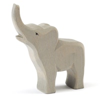 Kleiner Elefant trompetend Holzfigur 13cm hoch