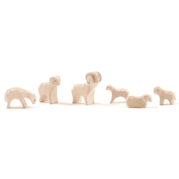 MINIATUR Schafgruppe 6 Teile für Weihnachtskrippe 4,5 cm