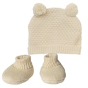 Vorschaubild Puppen Mütze und Schuhe 35-45cm beige, Bio-Baumwolle