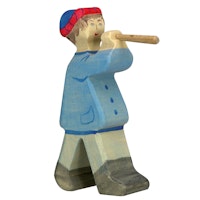 Hirte mit Flöte Krippenfigur aus Holz