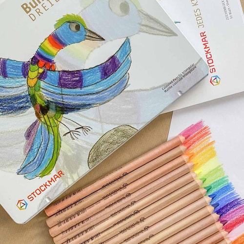 Buntstifte + Wasserfarbkasten + Zeichenblock im Geschenkeset