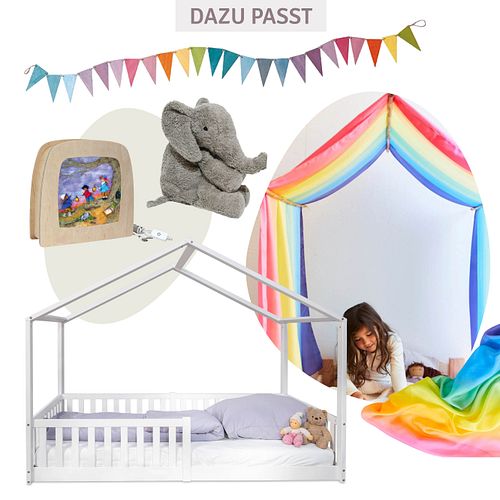 Montessori Bett 140x200 - Bodenbett mit Rausfallschutz
