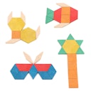 Vorschaubild Geometrische Legeplättchen farbig sortiert 40 Teile