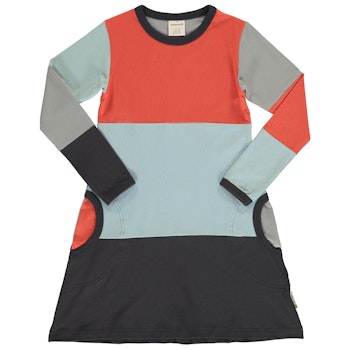 Langarmkleid im Block-Design rosa-rot