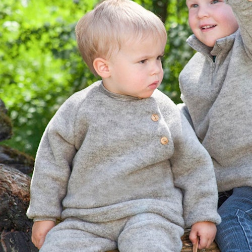 Woll Fleece Pullover Holzknöpfe