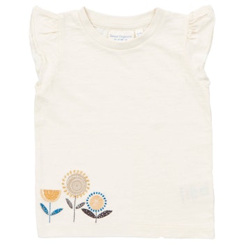 T-Shirt Blumen & Schmetterlingsärmel creme-weiß