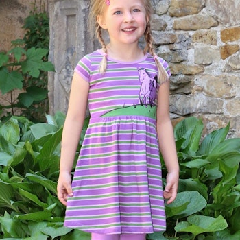 Edles Mädchenkleid Aloha-Muster Rüschen