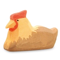 Huhn braun liegend Holzfigur 3,5 cm hoch