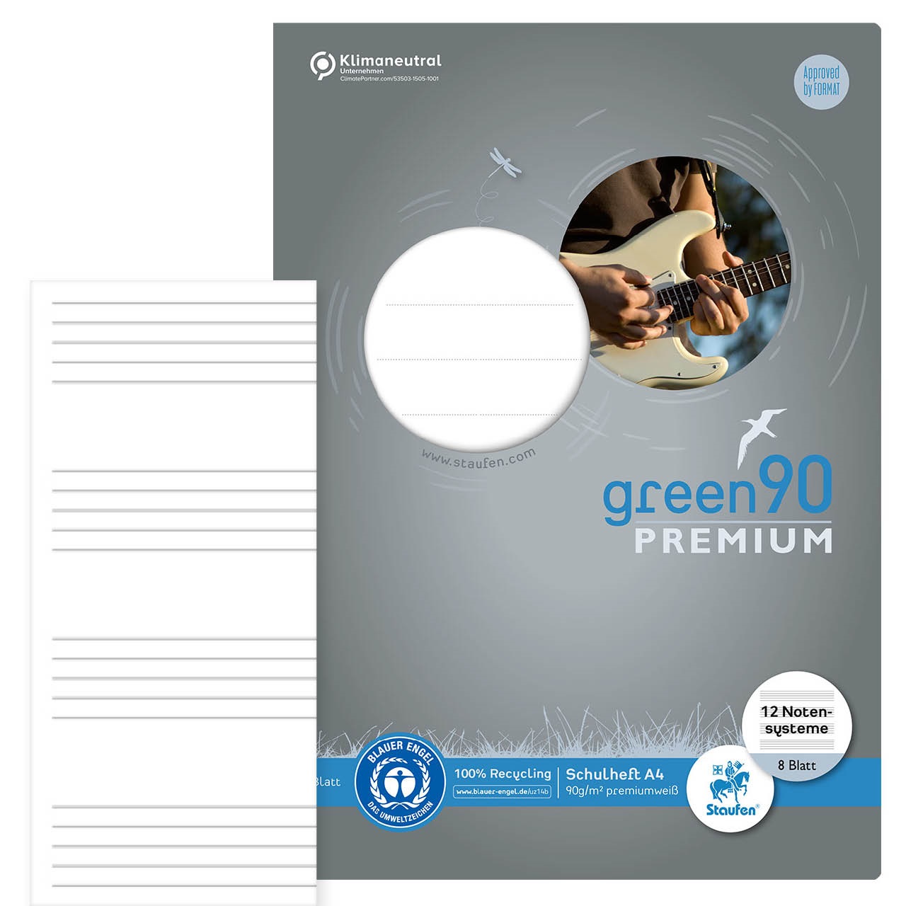 Staufen Green Notenheft – Lineatur N, DIN A4 liniert