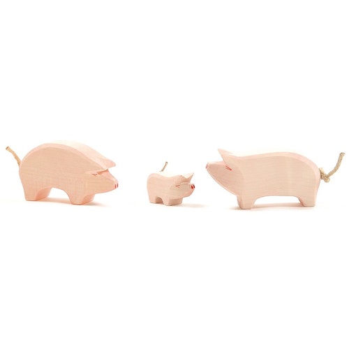 Schwein Holzfigur Rüssel hoch 6 cm
