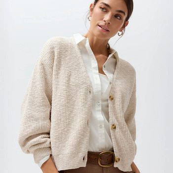 Damen Strickjacke beige