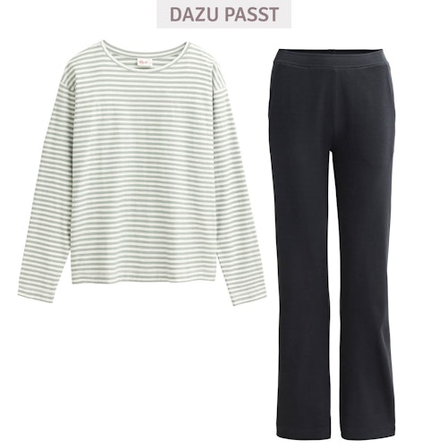 Damen Langarmshirt Ringel schwarz